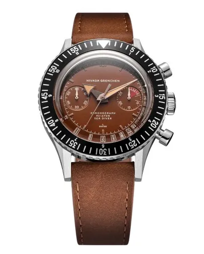 Nivada Grenchen Chronomaster Tropical 41mm - Brown leather