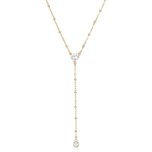S'Agapõ Romantický pozlacený náhrdelník s kubickými zirkony Dazzly SDZ134
