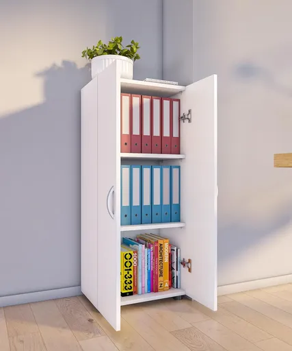 VCM Kancelářská skříň Ulas 3-komorová, bílá