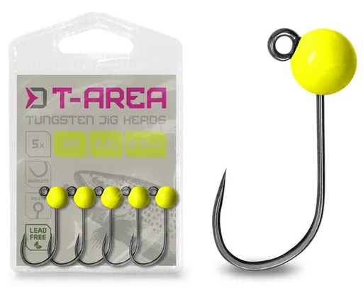 Delphin jigová hlavička t-area bl wolframový jig fluo žlutý 5 ks - #6 / 0,6 g / 4 mm