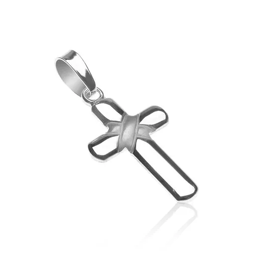 Stříbrný přívěsek 925 - ovinutý střed lesklého křížku