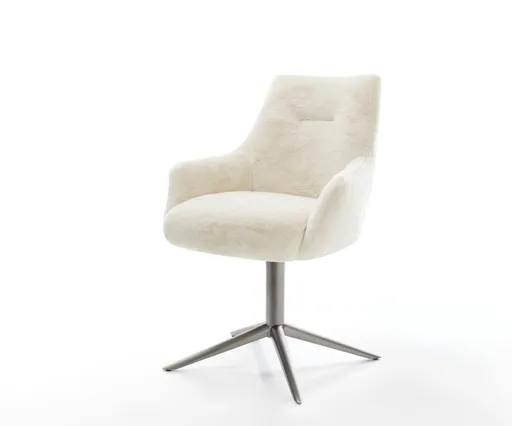 Jídelní židle Alja-Flex s područkami plyšový manšestr krémovo