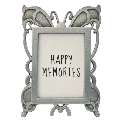 Stříbrný fotorámeček ve tvaru motýla - 4*6 cm Clayre & Eef