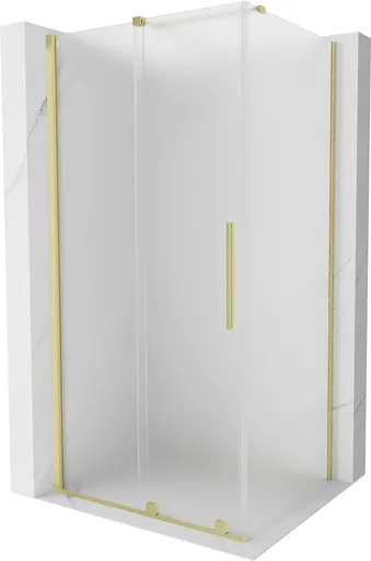 MEXEN/S Velar sprchový kout, posuvné dveře 100 x 110, dekor, zlato kartáčovaná 871-100-110-31-55