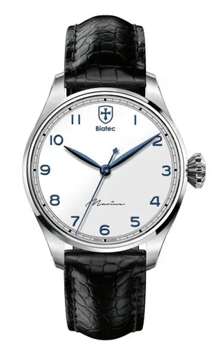 Biatec Marine 03 N - Černý kožený řemínek se vzorem aligátora