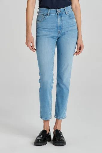 DŽÍNY GANT CROPPED SLIM JEANS SEMI LIGHT BLUE BROKEN IN