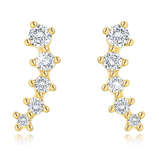 Zlaté náušnice 14K s obloukem z čirých zirkónů