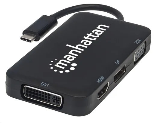 MANHATTAN Dokovací stanice USB-C 4v1, 1xDP, 1xHDMI, 1xVGA, 1xDVI