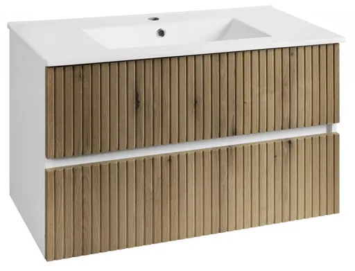 AQUALINE PANEDA STRIP umyvadlová skříňka 89,5x55x45,2cm, dub emporio PN390