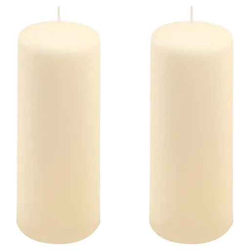 Krémová parafínová svíčka 20 cm, 80 h hoření, sada 2 ks