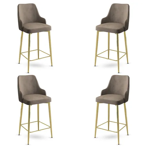 Bar Stool Set (4 Pieces) Enox - Cappuccino, Gold