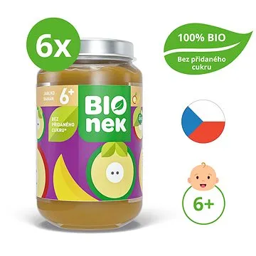 BIOnek BIO jablko a banán 6× 190 g (8591119905079)