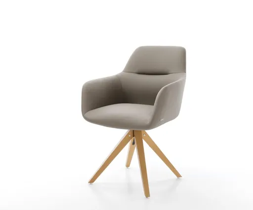 Jídelní židle Pejo-Flex pravá kůže tmavě béžová dřevěná podnož