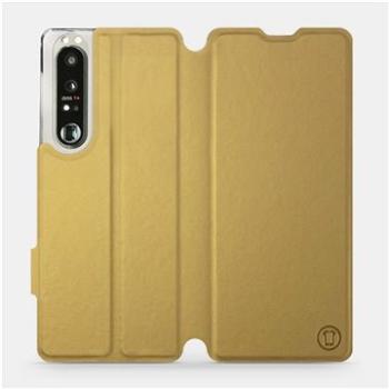 Flip pouzdro na mobil Sony Xperia 1 III v provedení  Gold&Gray s šedým vnitřkem (5903516725458)