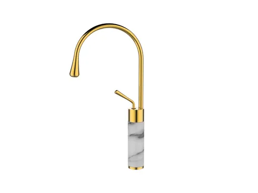 INVENA Vysoká umyvadlová baterie GABRO, bílo-zlatá BU-33-W13-V