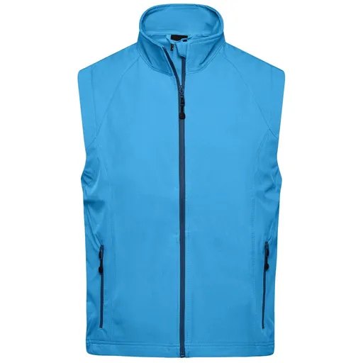 James & Nicholson (Daiber) Pánská softshellová vesta JN1022 - Azurová | 2XL