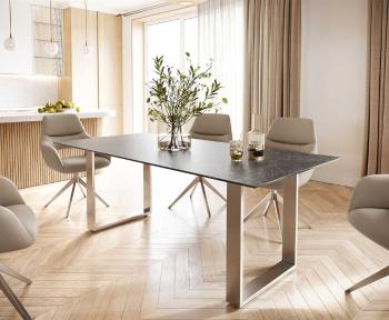Jídelní stůl Edge 200x100 cm keramika Laminam® Nero Greco šedá