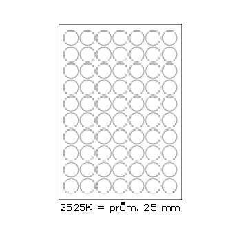 Samolepicí etikety 25 x 25 mm, 70 etiket, A4, 100 listů