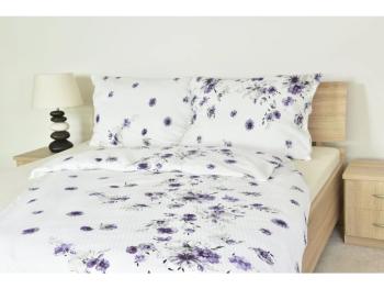 Posteľné obliečky, Krep, Kytky fialové 1+1
