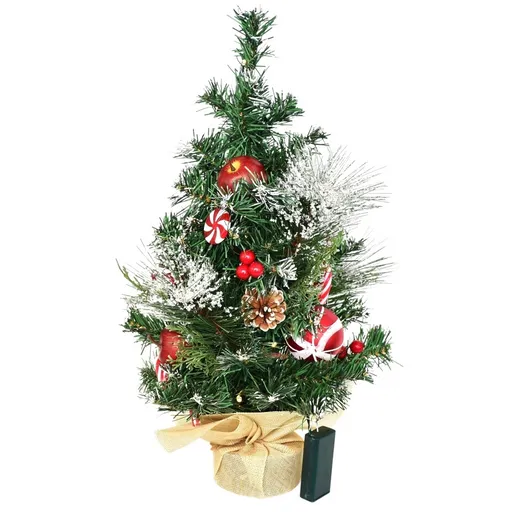 Zdobený vánoční stromek s osvětlením, 50 cm, 10 LED, teplá bílá