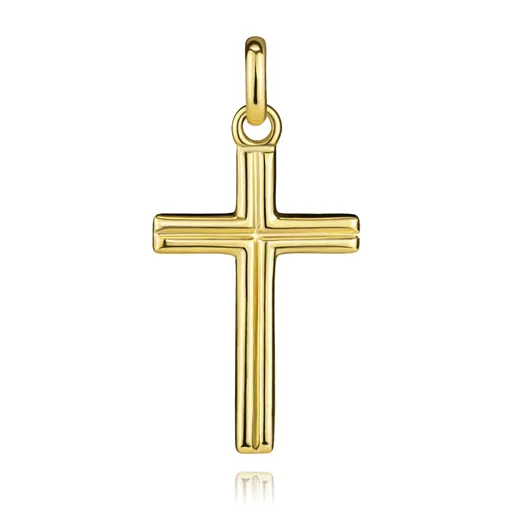 Zlatý přívěsek 14K latinský kříž se středovou rýhou