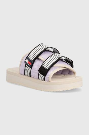 Pantofle Tommy Jeans TJW CITY HIKE SANDAL dámské, béžová barva, EN0EN02544