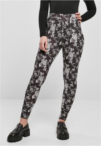 Urban Classics Ladies Soft AOP Leggings blackrose - XS