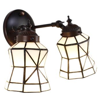 Nástěnná lampa Tiffany s bílými stínidly Joanne - 30*23*23 cm E14/max 2*25W 5LL-6211