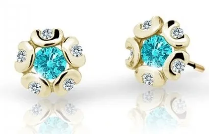 Cutie Jewellery Zlaté dětské náušnice C2178-30-X-1 světle zelená