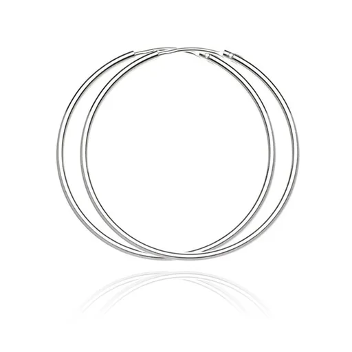 Kruhové náušnice ze stříbra 925 - jednoduchý, hladký design, 45 mm