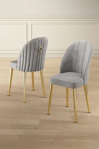 Sada židlí (2 kusy) Mara - Grey, Gold