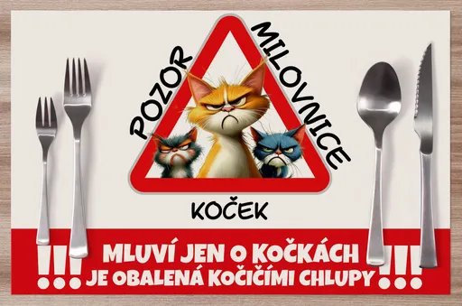 Prostírání Pozor milovnice koček