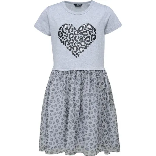 Lewro HARRIET Pohodlné dívčí šaty s tylovou sukní, šedá, velikost 164-170