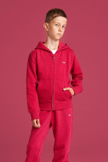 MIKINA GANT SHIELD FULL ZIP HOODIE DEEP FUCHSIA