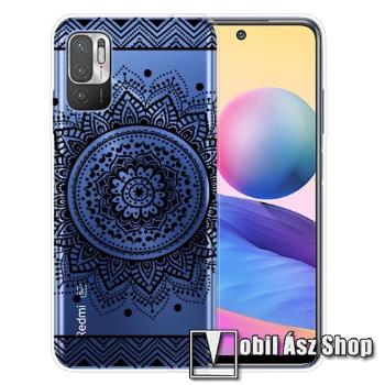 Szilikon védő tok / hátlap - FEKETE MANDALA MINTÁS - ÁTLÁTSZÓ - Xiaomi Redmi Note 10 5G / Redmi Note 10T 5G / Poco M3 Pro 5G