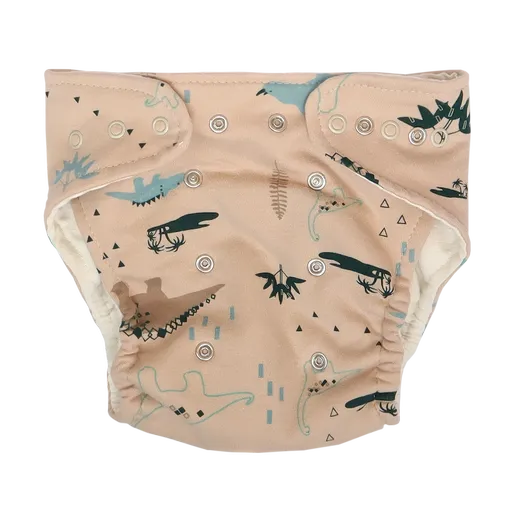 Mamatti Látková plenka EKO sada - kalhotky + 2 x plenka, Dinosaurus, krémová