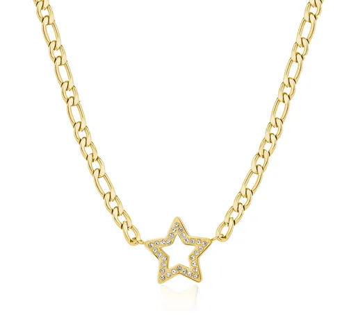S'Agapõ Dámský pozlacený náhrdelník Hvězda s krystaly My love SYL06