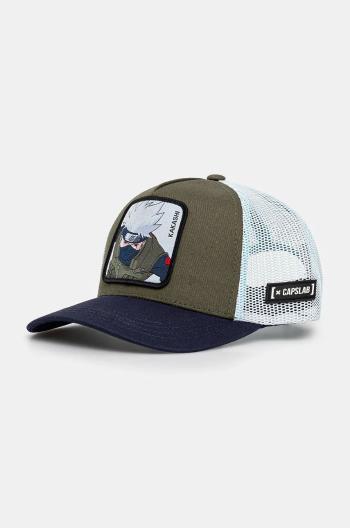 Dětská baseballová čepice Capslab Naruto Capslab Trucker zelená barva, s aplikací, CL.NS.3.KAK1