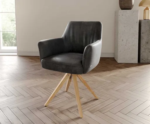 Otočná židle Xana-Flex s područkami dřevěná podnož hranatá