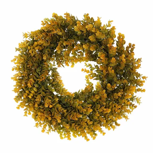 Podzimní věnec umělý Eucalyptus, pr. 40 cm, oranžovo-zelená