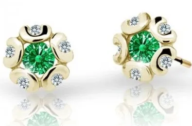 Cutie Jewellery Zlaté dětské náušnice C2178-30-X-1 zelená
