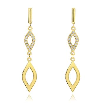 Zlaté náušnice 14K s jemným zrnkovým tvarom a čírymi zirkónmi