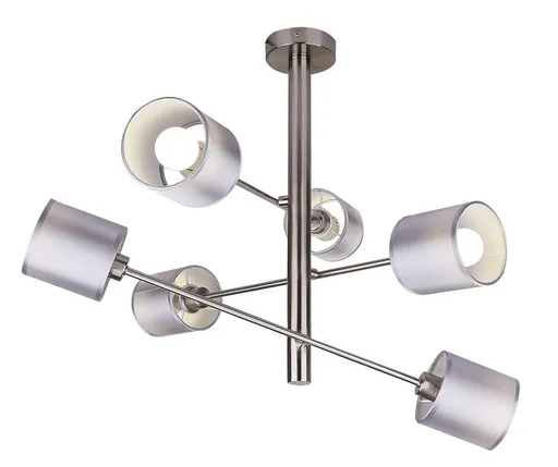 Závěsná stropní lampa v saténově niklové barvě, 6x40W, Sax