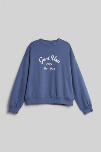 MIKINA GANT OVERSIZED SCRIPT LOGO C-NECK WASHED BLUE