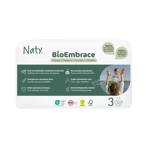 Naty BioEmbrace Midi 4–9 kg dětské plenky 50 ks