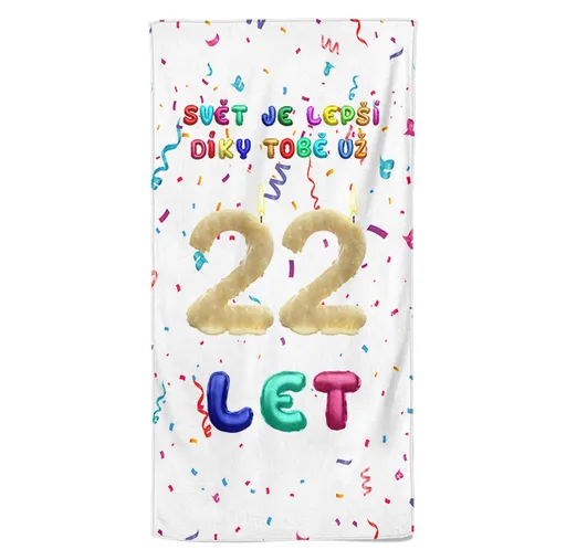 Osuška Svět je lepší díky tobě (věk: 22, Velikost osušky: 70x140cm)