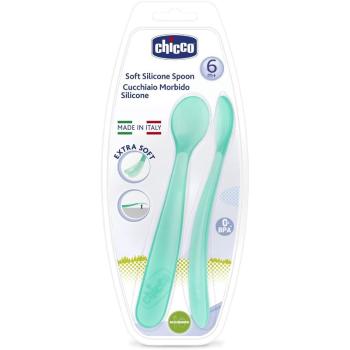 Chicco Soft Silicone lžička 6m+ Blue 2 ks