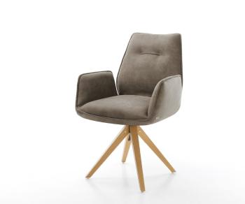 Otočná židle Zoa-Flex taupe vintage mikrovlákno dřevěná podnož