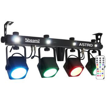 Beamz LED ASTRO, čtyřdílná LED světelná sada, 4x 10 W COB LED, nožní pedál