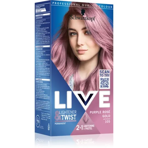 Schwarzkopf LIVE Lightener & Twist zesvětlovač a barva na vlasy odstín 105 Fialová růžovozlatá 1 ks